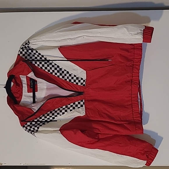 Rue21 Jackets & Blazers - Rue 21 quarter zip pull over rain jacket material black & white checkered